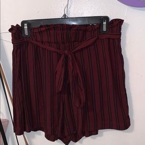Maroon Striped Shorts w/ belt